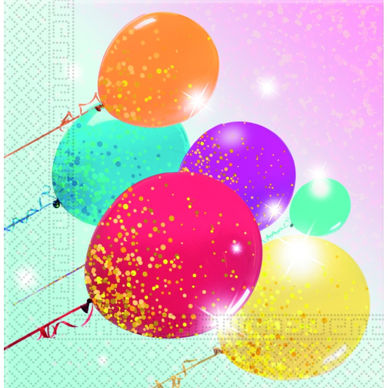 20 Sparkling Balloon napkins 33cm