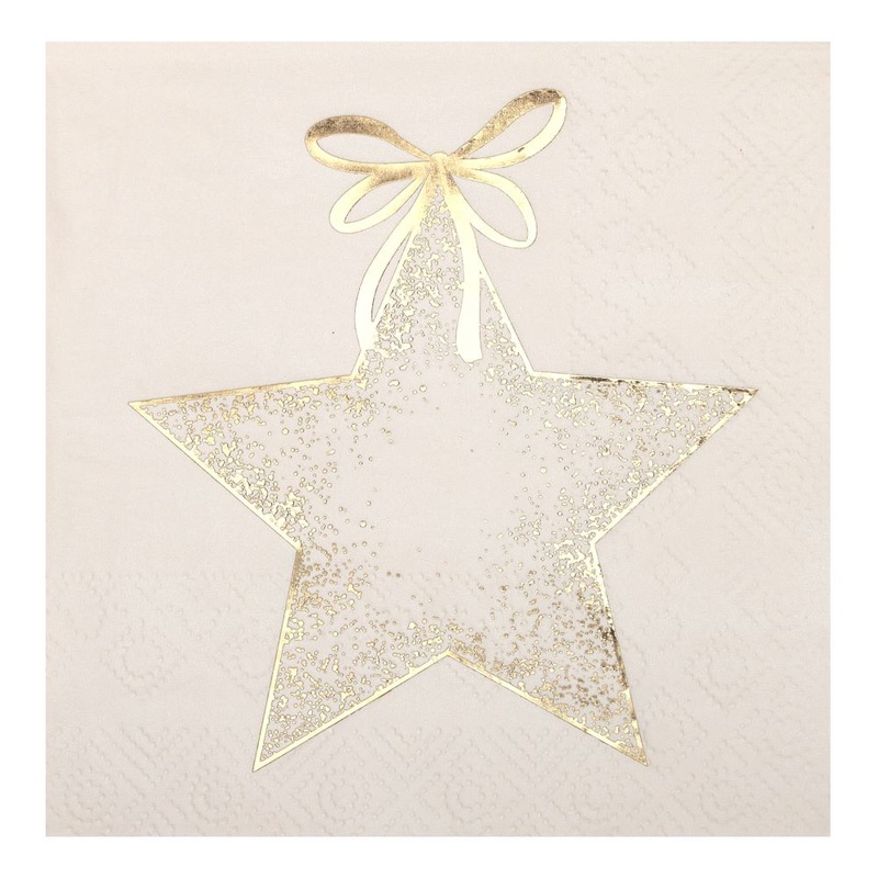20 star napkins ivory 25 x 25cm