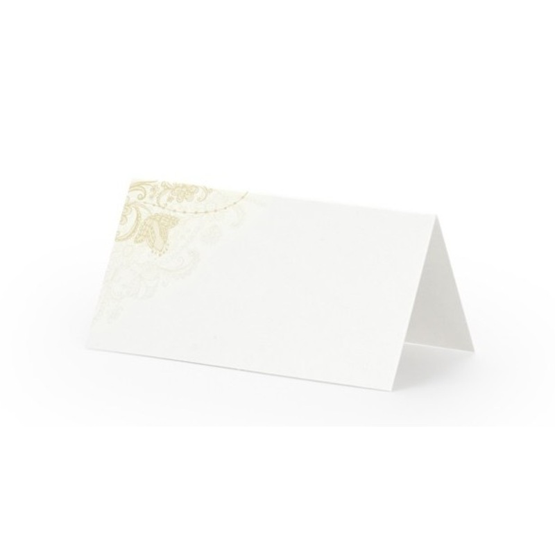 25 place cards white - gold
