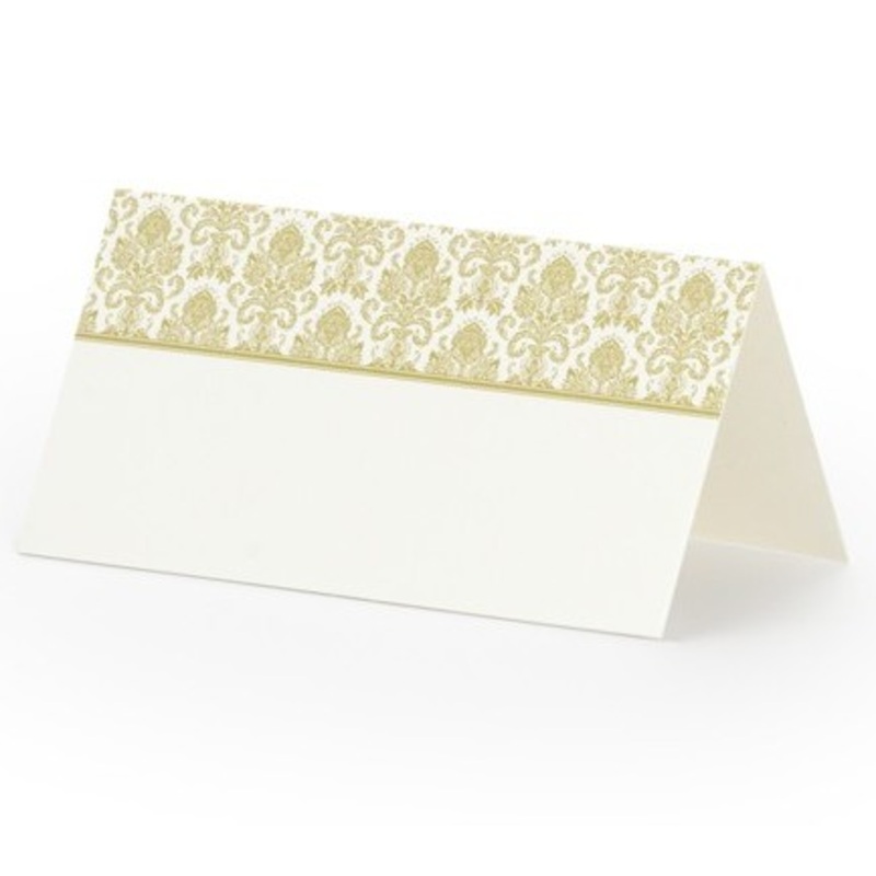 25 place cards with gold ornaments