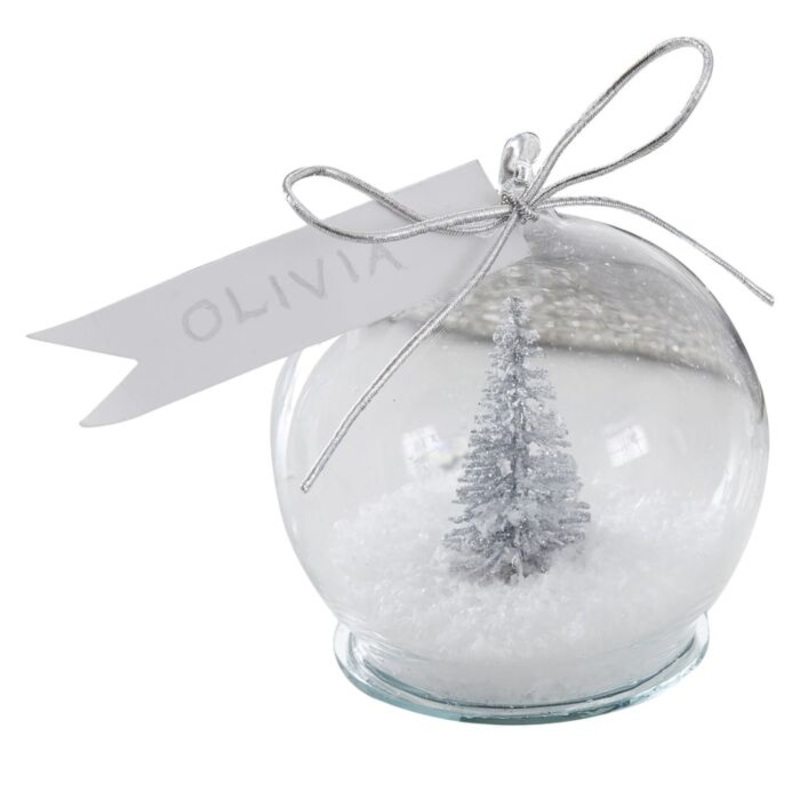 4 Shiny Christmas Snow Globe Place Card Holders