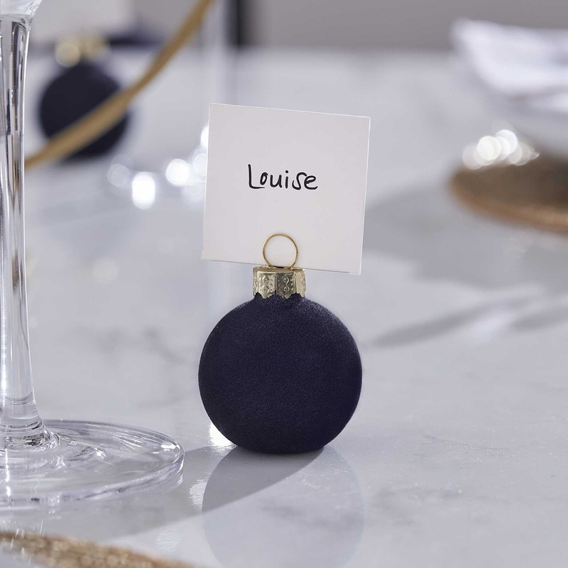 6 elegant Christmas ball place card holders