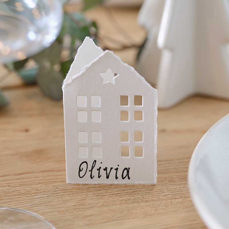 6 Winter Home Eco place cards