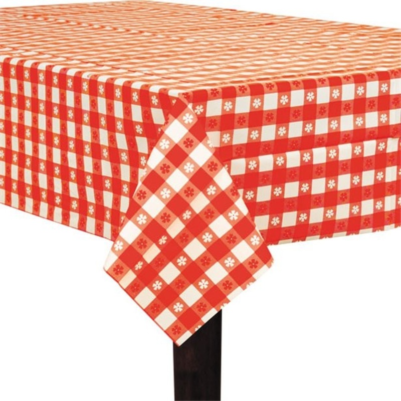 Checkered flower tablecloth 2.74 x 1.37m