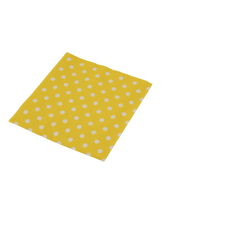 Pack of 16 dotted napkins yellow 33x33cm