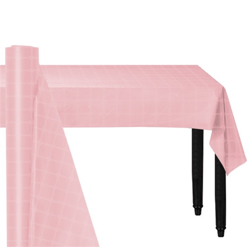 Pink colored paper tablecloth 120cm x 8m