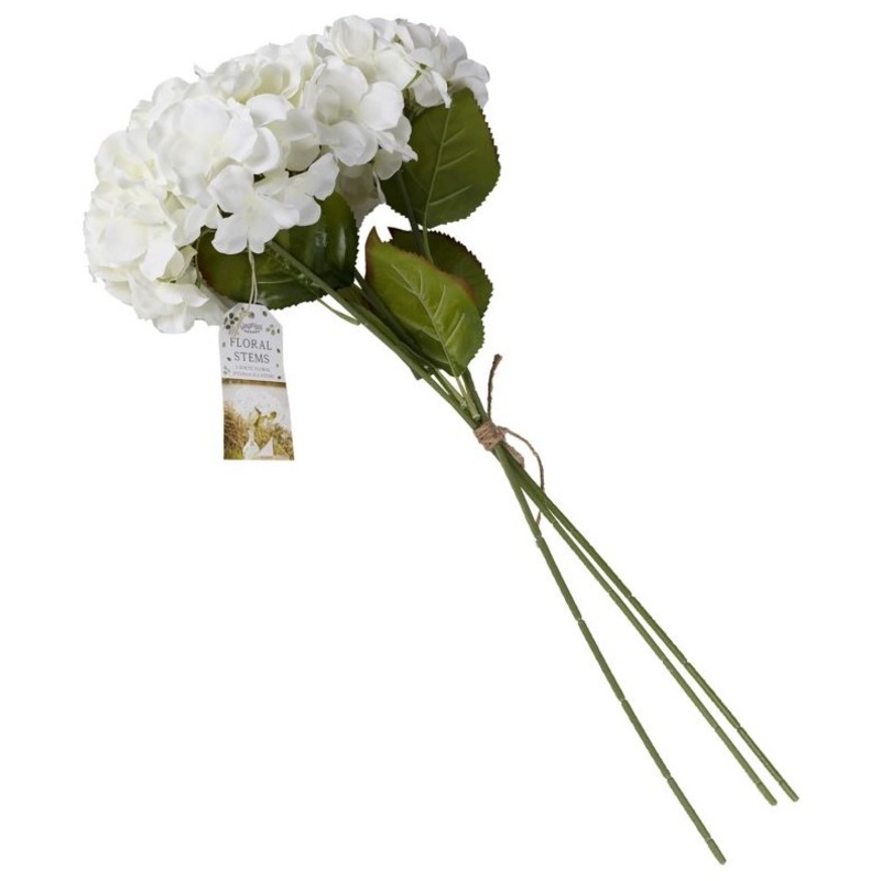 3 white hydrangea artificial flower
