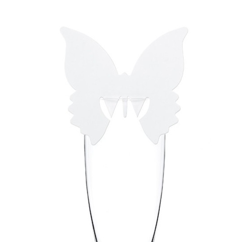 Butterfly glass decoration white 7.5 cm x 8 cm