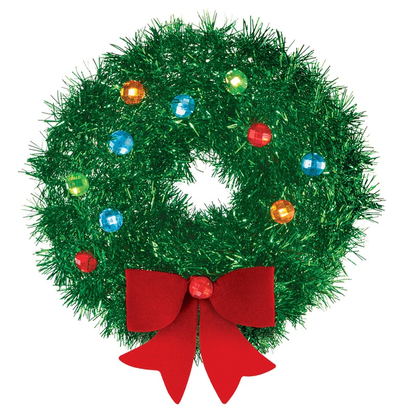 Christmas tinsel wreath with bow 15cm