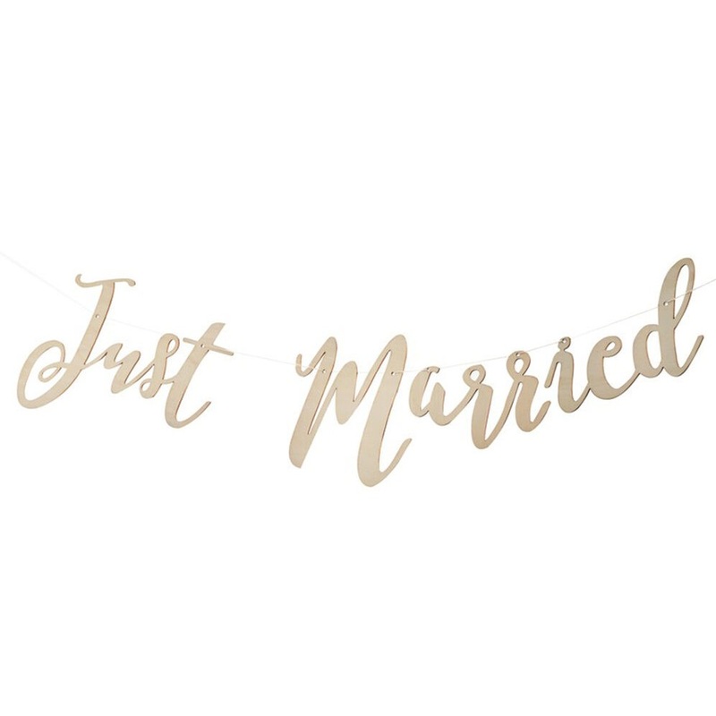 Fairy tale wedding Just Married wooden garland 1.5m
