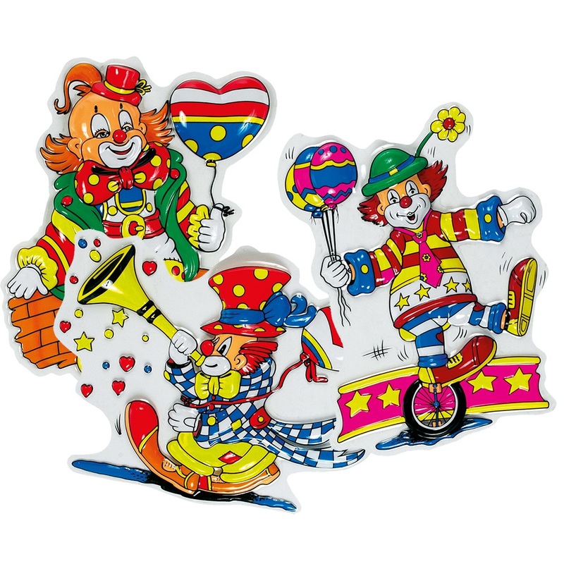 Funny clowns wall decoration, set of 3