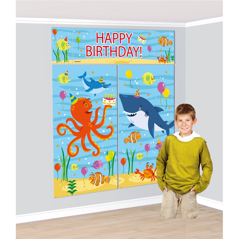 Funny sea party XXL indoor wall backdrop 5 parts