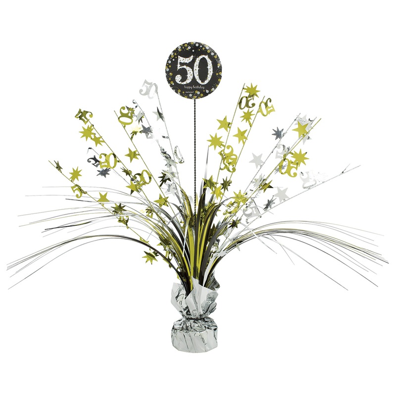 Golden 50th Birthday table fountain 46cm