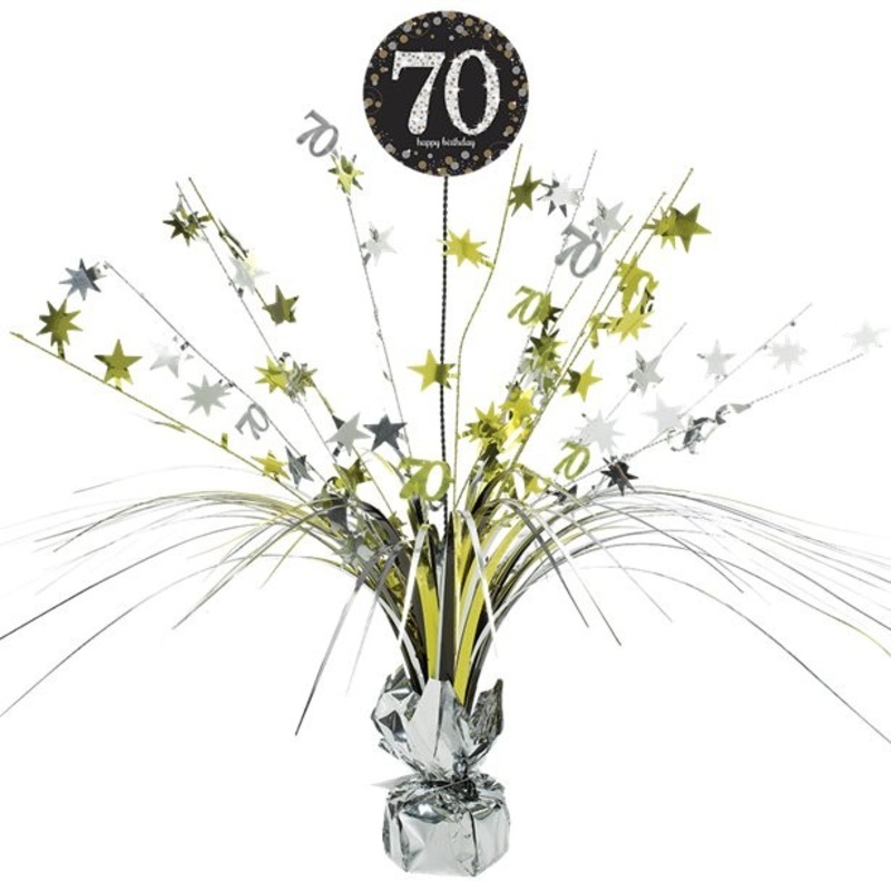 Golden 70th Birthday table fountain 46cm