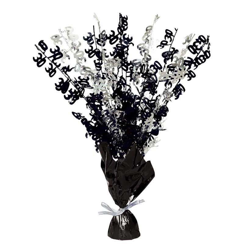 Happy Black Sparkling 30th Birthday table fountain 42cm