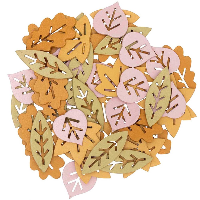 Litter leaves decoration made of wood 48 pieces