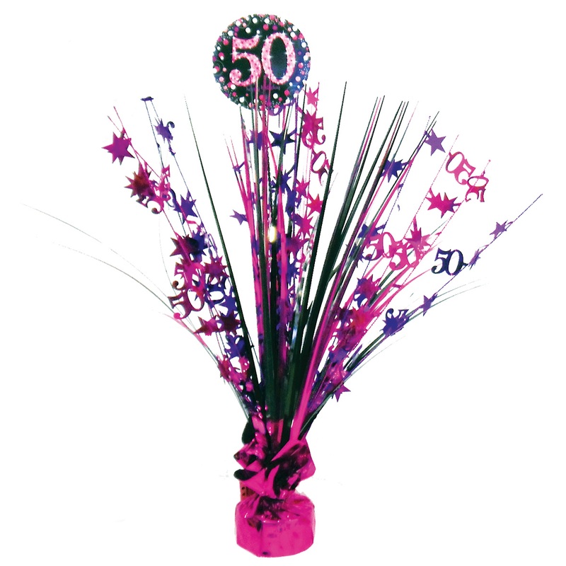 Pink 50th Birthday table fountain 46cm