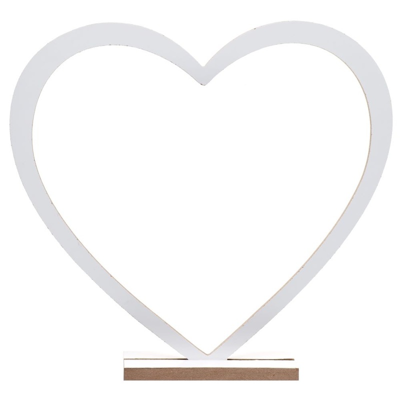 White wooden heart decoration 39cm