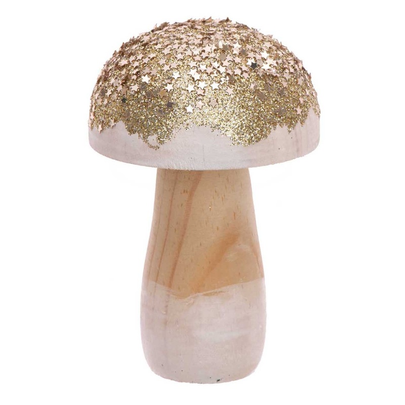 Winter mushroom decoration figure 6 x 9cm