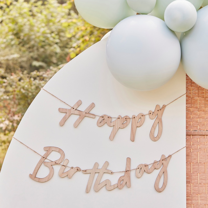 1 Wooden Happy Birthday garland