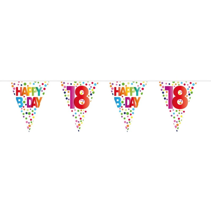 18th birthday colorful dots bunting 10m