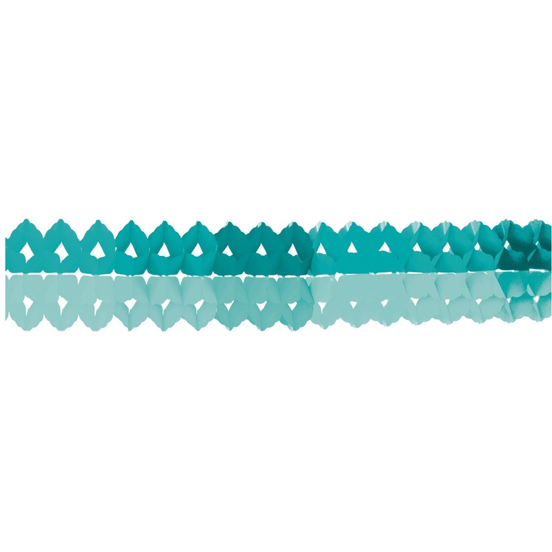 2 Shiny Acqua paper garlands 2m