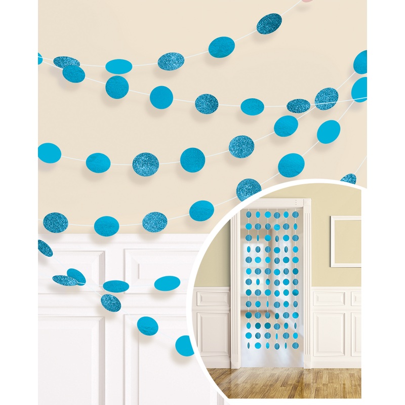 6 glitter garlands azure dots