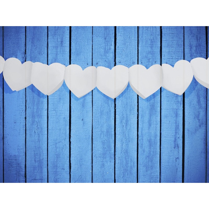 Dabbing heart-shaped garland white 11cm x 3m