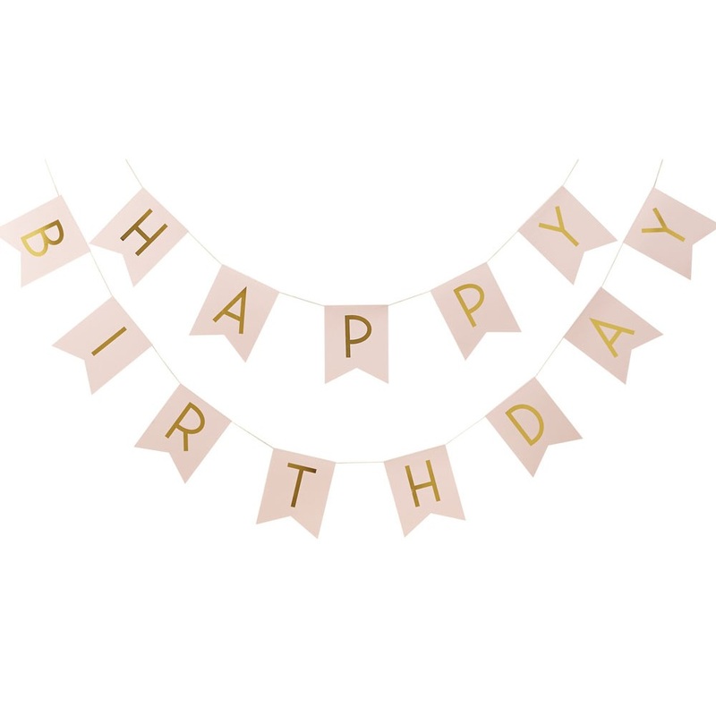 Gold Pink Happy Birthday Garland