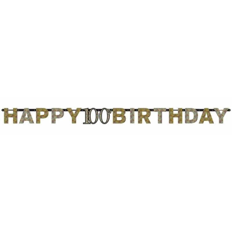 Golden 100th birthday garland 2m