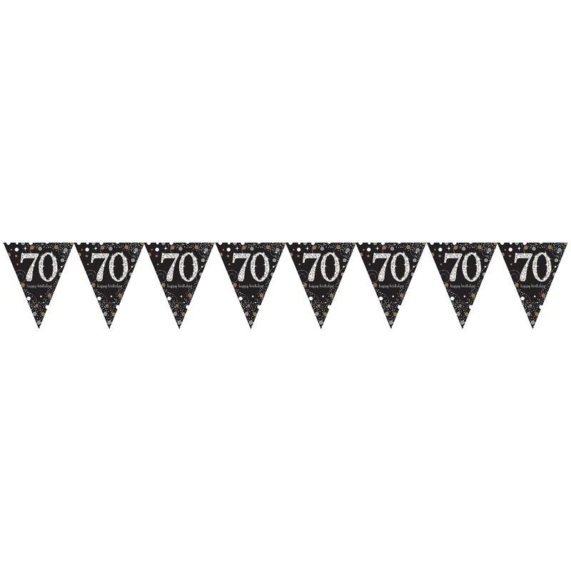 Golden 70th Birthday pennant chain 4m