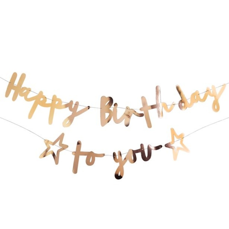 Golden Happy Birthday to you garland