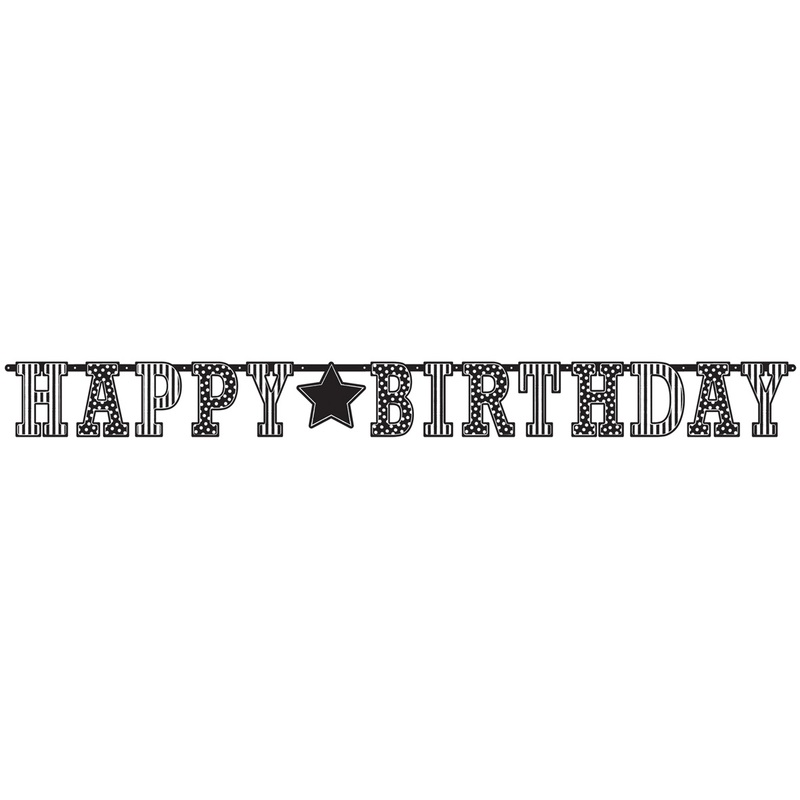 Happy Birthday garland Black & White Party 330cm