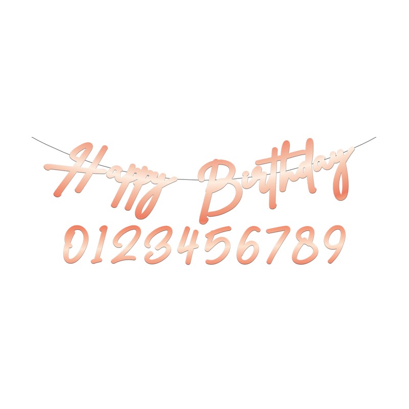Happy Birthday garland Elegant blush rose gold 1m