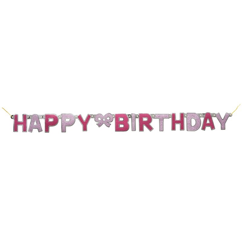 Happy Pink Sparkling Birthday garland 127cm