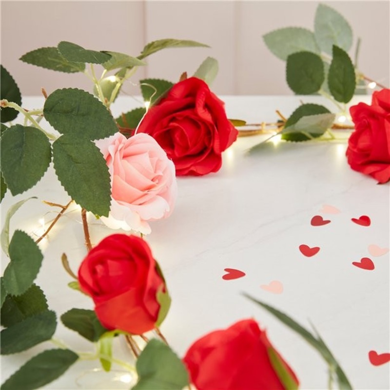 LED rose garland pink-red 1.8m