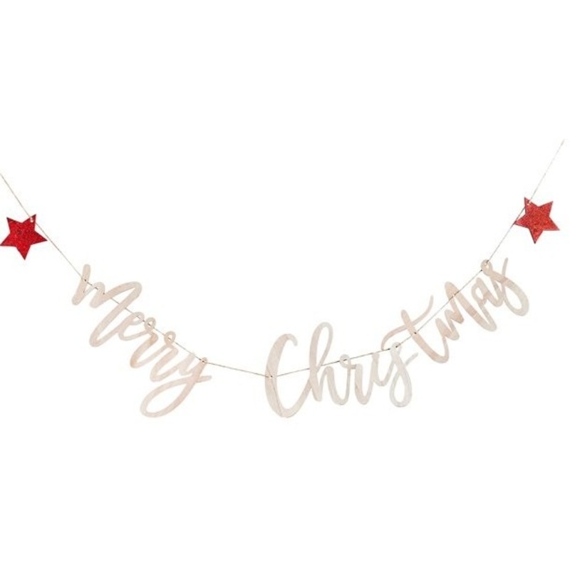 Merry Christmas wooden stars garland 2m