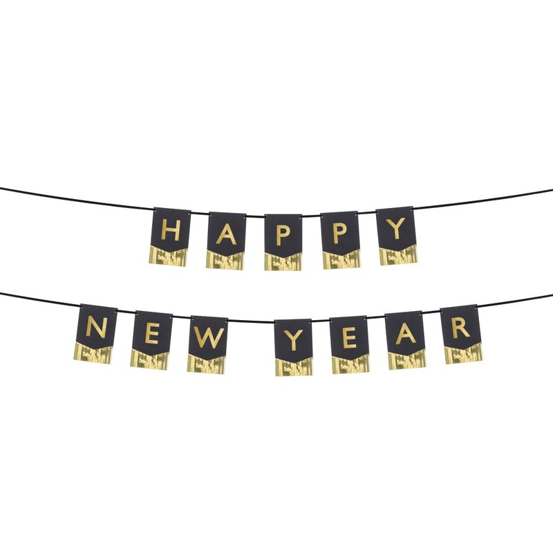 New Year's pennant chain black and gold 3.5m