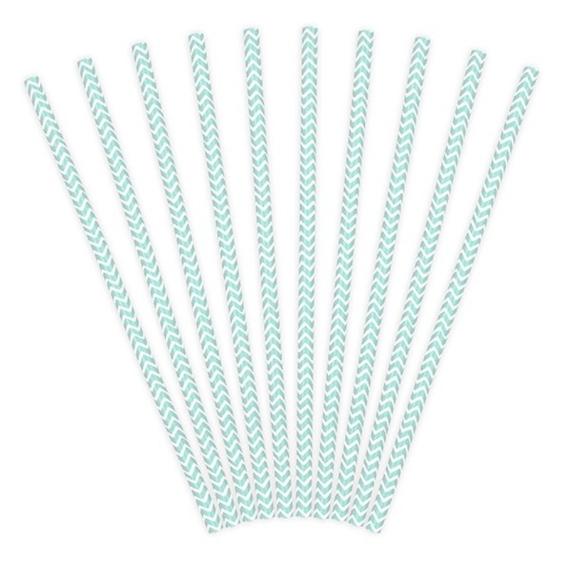 10 zigzag paper straws light blue 19.5cm