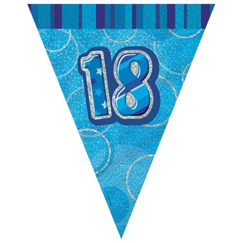 18th birthday glittering pennant chain blue
