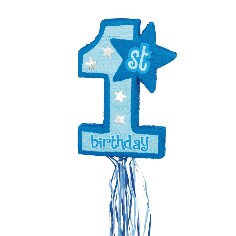 1st Wonderful Birthday Pinata blue