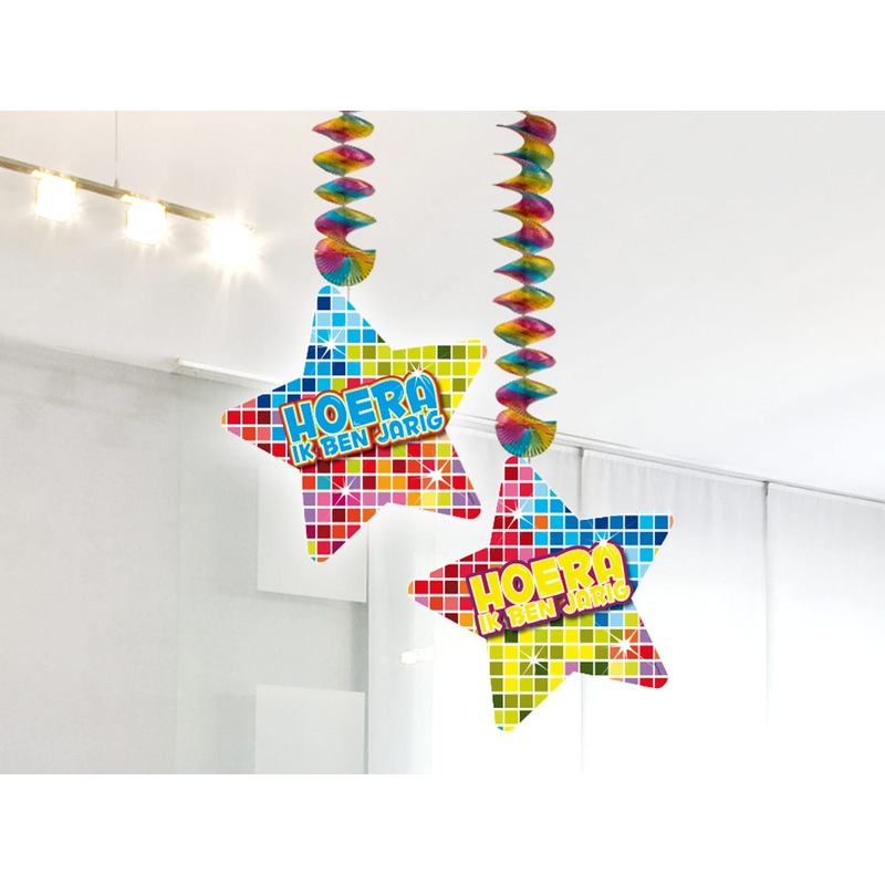 2 Groovy Hoera Birthday spiral hangers 75cm