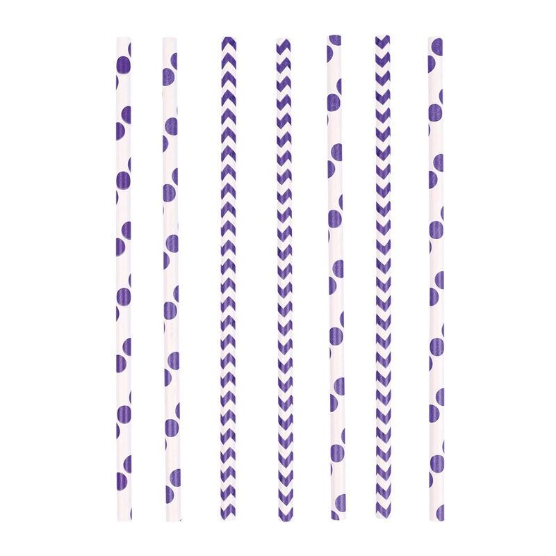 24 Summerfeeling paper straws purple 19.5cm