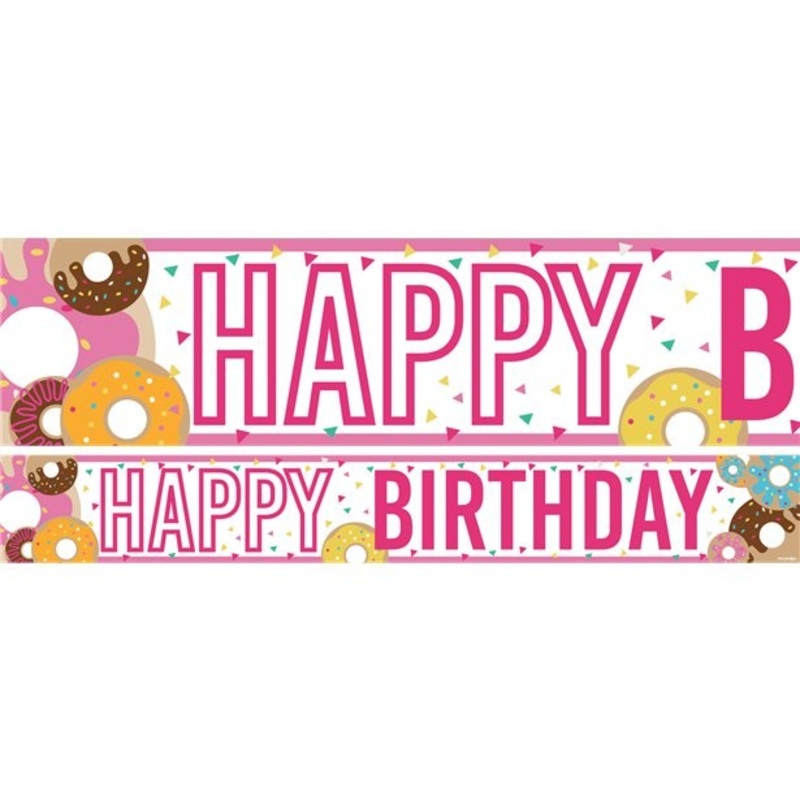 3 donuts happy birthday banner 1m