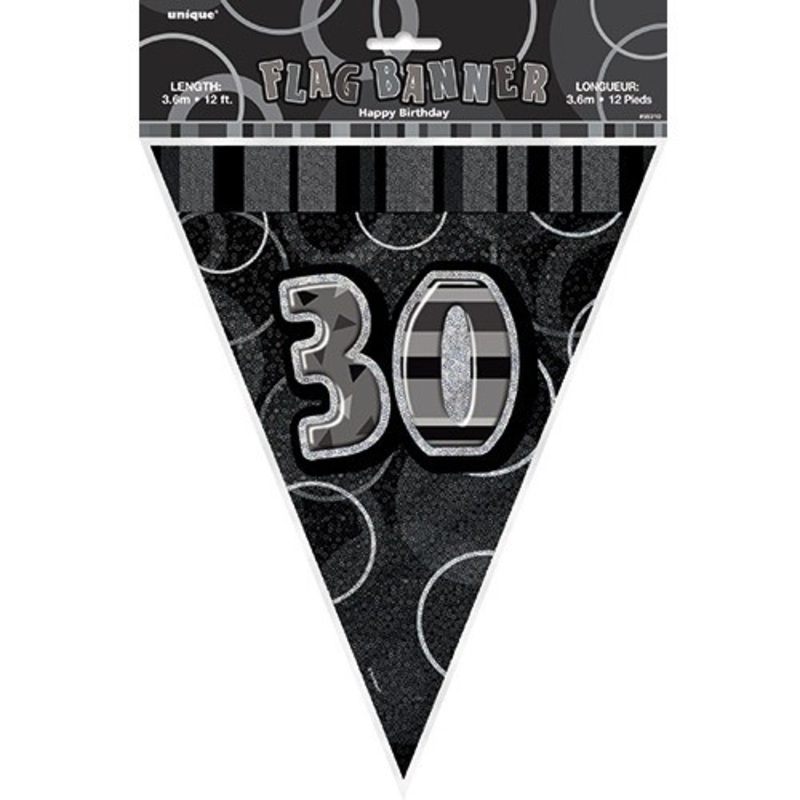 30th birthday black and white party pennant chain