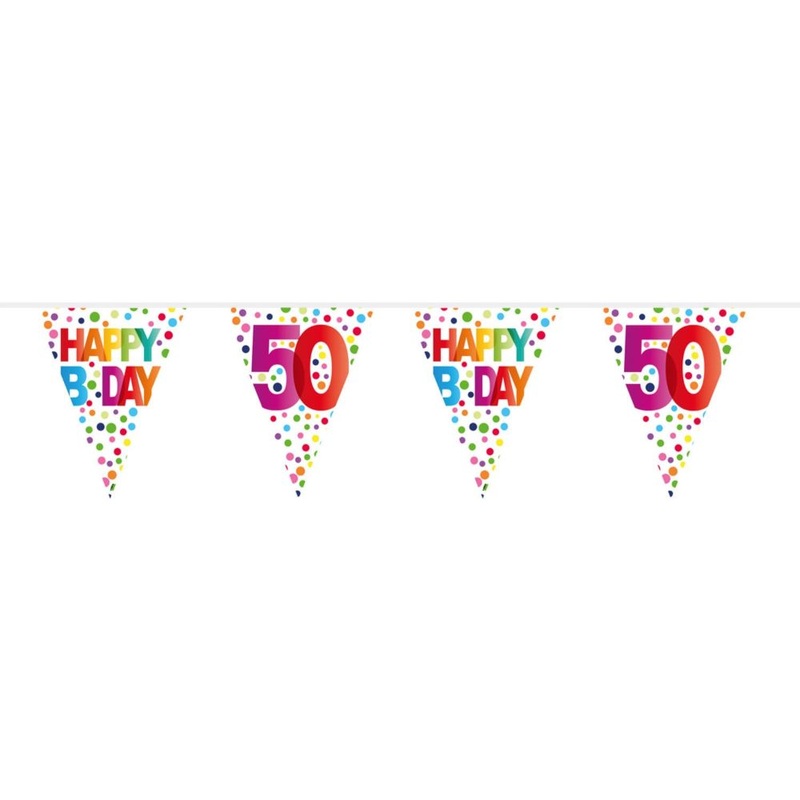 50th birthday colorful dots bunting 10m