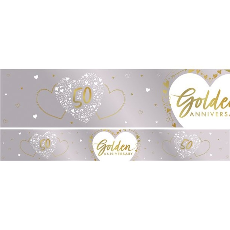 50th wedding anniversary foil banner 2.74m