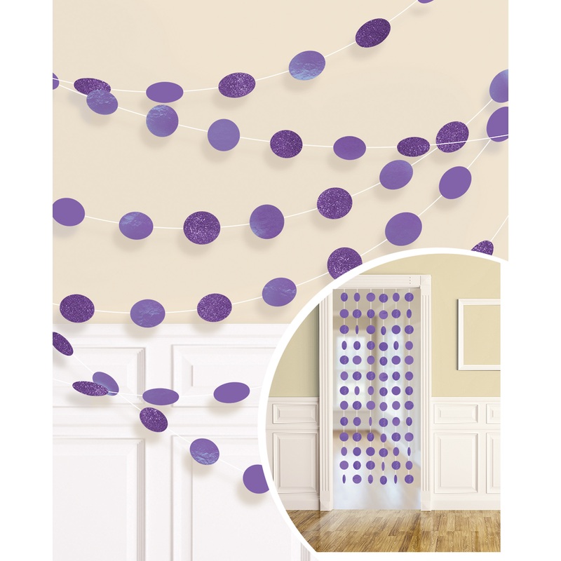 6 decorative hangers Sparkling Circles Purple