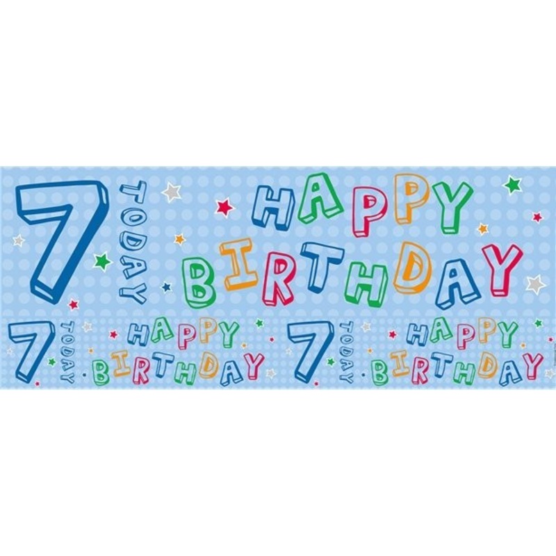 7th birthday foil banner blue 2.6m