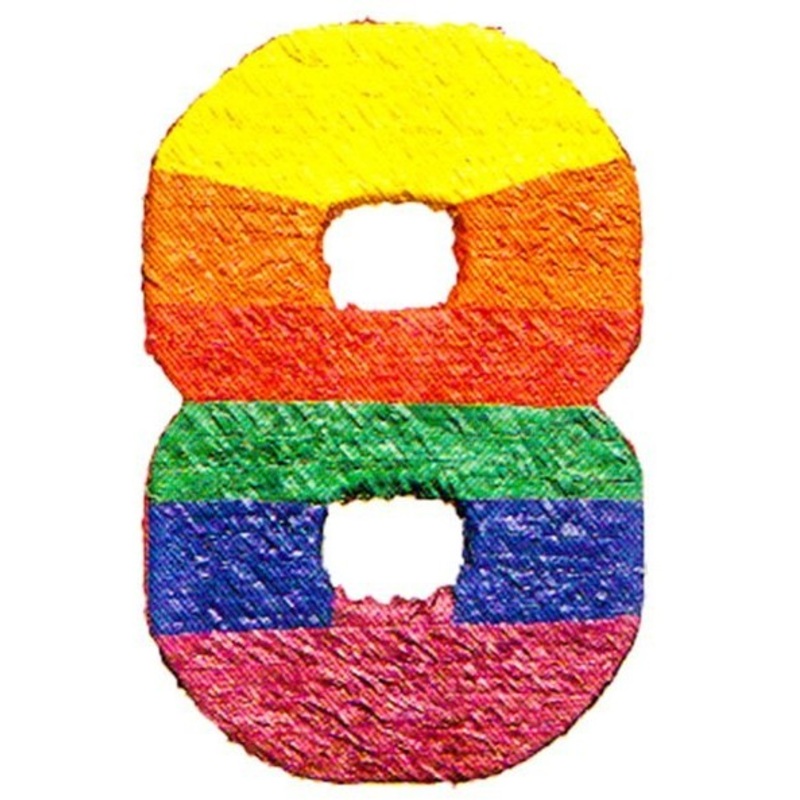 Colorful number 8 pinata 38 x 53cm